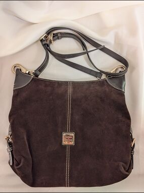 Dooney & Bourke Chocolate Brown Suede Hobo Shoulder Bag